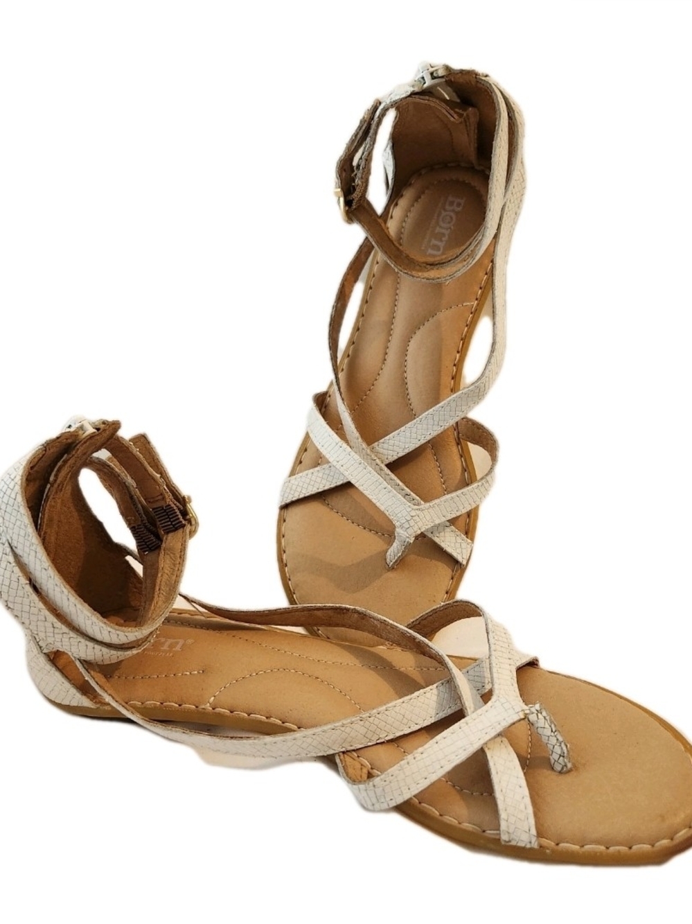 Born Size 9 Women's Beige Ivory Crisscross Strap Gladiator Sandals Shoes Beach